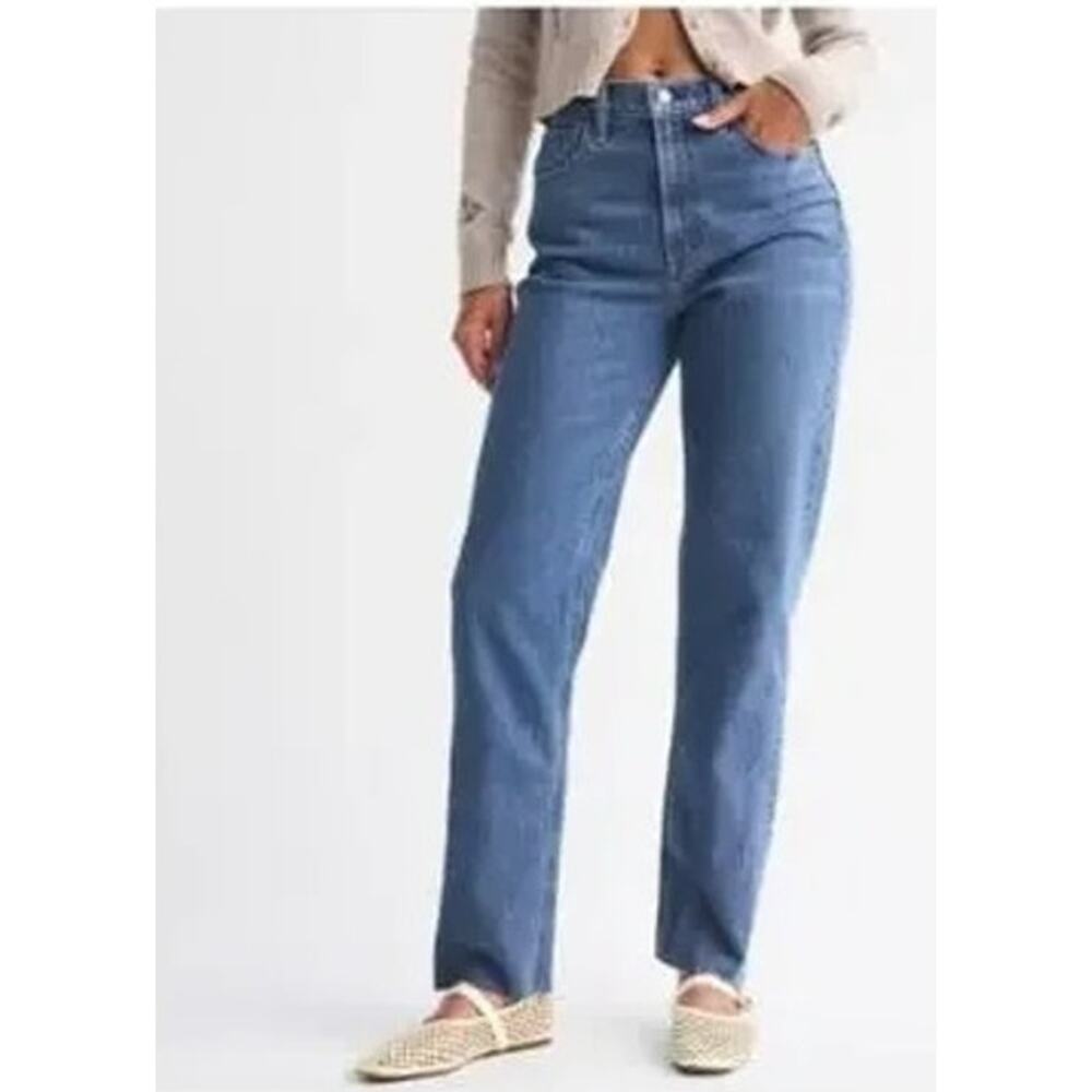 Abercrombie & Fitch 90's High Rise Relaxed Fit Curve Love Jeans Blue 14 Petite